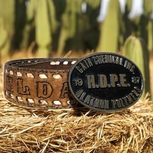Vintage Western Core Belt “Nelda” With H.O.P.E. Belt Buckle Sz 30-32